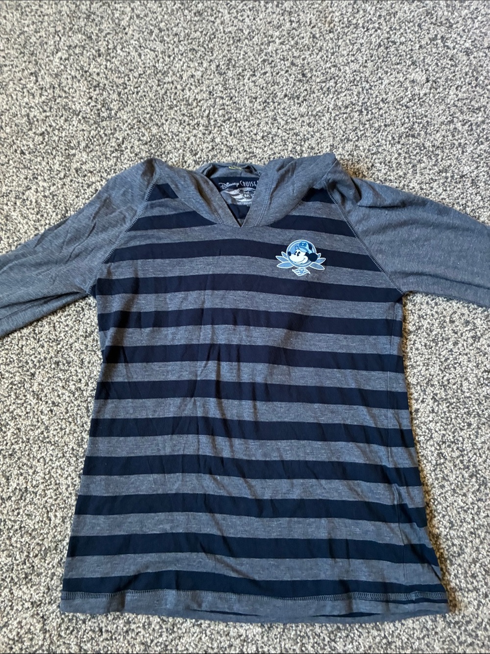 Disney Cruise Line Striped Hooded Long Sleeve Tee with Captain Mickey